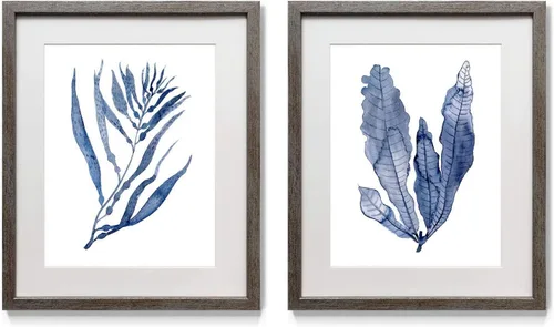 Miniatura 18 de Arte floral para pared, marco rústico de plata envejecida, juego de decoración de pared de 2 piezas: plumeria, caléndula, flores silvestres, Black