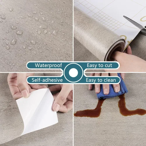 Miniatura 9 de VEELIKE Papel tapiz de hormigón gris pardo envejecido para despegar y pegar de 15.7 x 118 pulgadas, papel adhesivo texturizado para encimeras