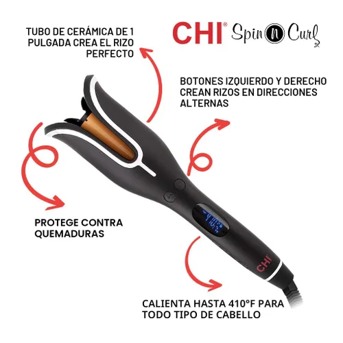 Miniatura 2 de CHI Spin N Curl, rizador para rizos y ondas saludables y brillantes sin esfuerzo, proporciona ajustes de temperatura preestablecidos para cada Negro