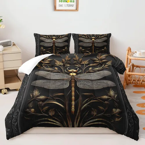 Miniatura 15 de AILONEN Juego de edredón de mariposa azul tamaño Queen, juego de ropa de cama de 3 piezas de animales elegantes, azul marino oscuro cielo nocturno