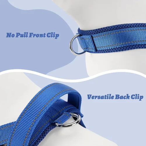 Miniatura 2 de Arnés ligero para perros pequeños, arnés reflectante de malla suave sin estrangulamiento con mango acolchado, pecho ajustable, arnés de hebilla