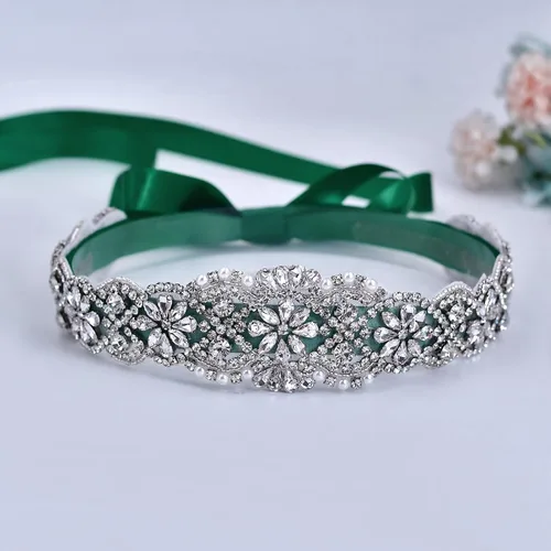 Miniatura 70 de azaleas Cinturón de boda fino de cristal para mujer, cinturón de novia para boda, dama de honor, accesorios de vestido de niña de las flores, 16