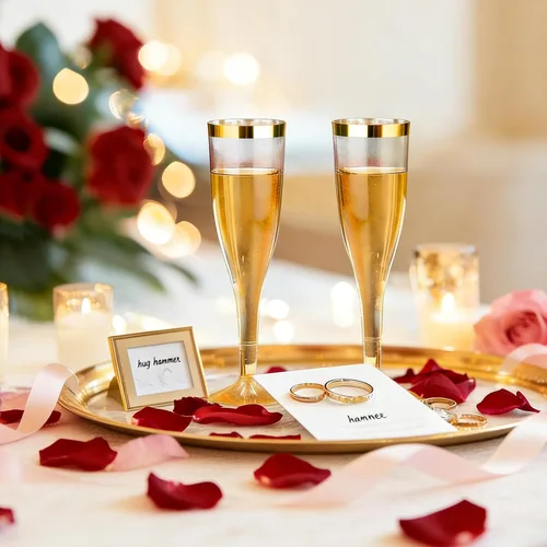 Miniatura 2 de Goodluck Paquete de 36 copas de champán transparentes de plástico de 6.5 onzas con borde dorado, vasos desechables de champán para brindis de boda