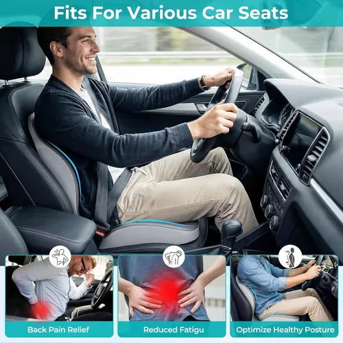 Miniatura 4 de Cojín de asiento con almohada de apoyo lumbar para conductor de camión, cojín de espuma viscoelástica para aliviar la presión del coxis y conducción