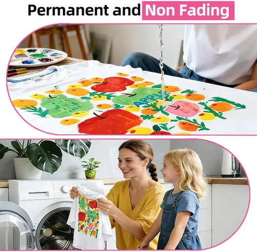 Miniatura 5 de Colorful Juego de Pintura de Tela para Ropa de 12 Colores - Kit de Pintura Textil Permanente para Zapatos, Lienzo - Juego de Pintura Antideslizante