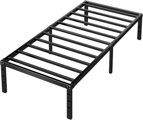 Miniatura 9 de HLIPHA - Base de cama metálica de plataforma de 12 pulgadas de altura, no necesita somier, base de cama tamaño individual con listones de soporte