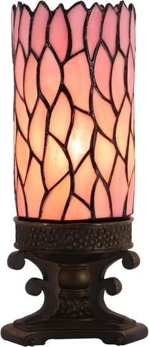 Pequeña lámpara Tiffany Mini lámpara de mesa de vitral, vela de escritorio, luz nocturna, base de resina de bronce, 4 pulgadas de profundidad x 4