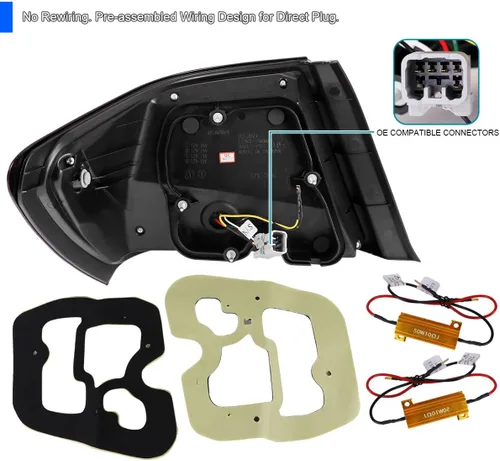 Miniatura 4 de SPEC-D TUNING Luces traseras secuenciales negras con barra LED blanca compatibles con Subaru Impreza/Impreza WRX 2008-2011, conjunto de par