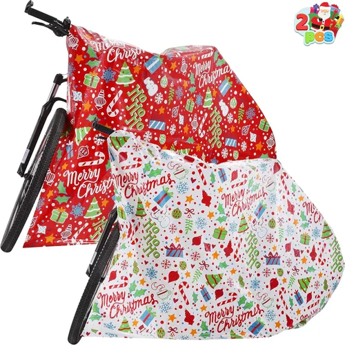 JOYIN 2 bolsas de regalo jumbo de Navidad de 72 x 60 pulgadas con etiquetas para regalos grandes de alta resistencia, bolsa de bicicleta de Navidad,