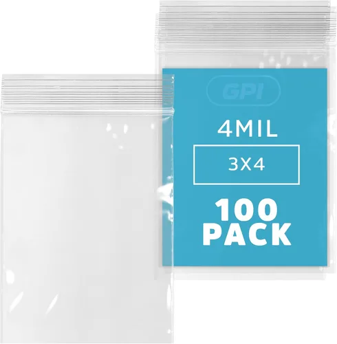 Miniatura 19 de GPI - Caja de 1000 bolsas de plástico transparente con cremallera de 3 x 3 pulgadas - Bolsas de polietileno resistentes a granel de 4 mil de grosor