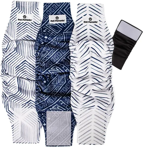 Miniatura 21 de Pet Parents - Bandas abdominales y extensores lavables prémium para perros machos - Pañales para perros machos - Paquete de 3 - Color: negro