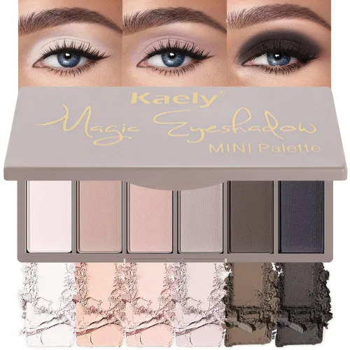 Miniatura 25 de evpct Paleta cuádruple de sombras de ojos marrón nude, brillante nude champán, dorado, marrón, cacao, brillantina, metálico, mate, alto pigmento