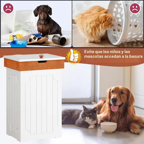 Miniatura 6 de Home-Like cubo para basura de madera con tapa, de 13 galones, ideal para basura reciclable, de 16” de ancho x 13” de profundidad y x 26.5” de alto.