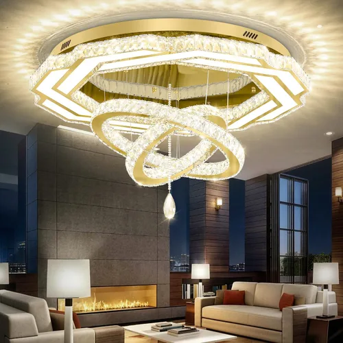 Miniatura 14 de Flashing God Candelabros de cristal modernos de 12 pulgadas, lámpara de techo de montaje empotrado, mini lámpara LED regulable para pasillo, lámpara