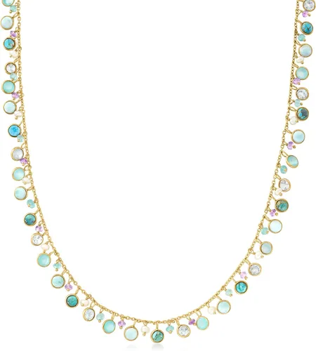 Ross-Simons Collar de perlas cultivadas de 0.118-0.157 in y 11.15 qt. t. w. Multipiedras preciosas en oro de 18 quilates sobre esterlina. 20.1 in,