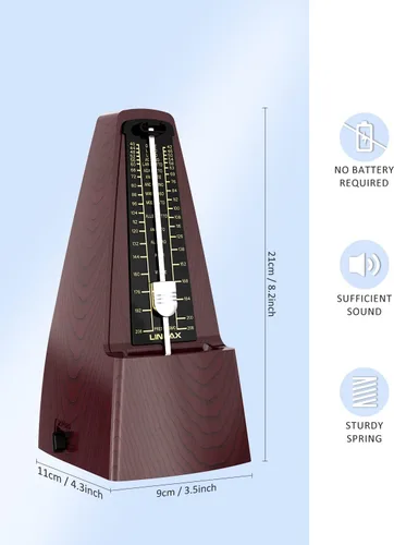 Miniatura 3 de M2 Metrónomo Mecánico para Piano, Guitarra, Bajo, Ukelele, Tambor, Violín, Chelo, Saxofón, Trompeta y Otros Instrumentos Musicales, Rastrea el Tempo