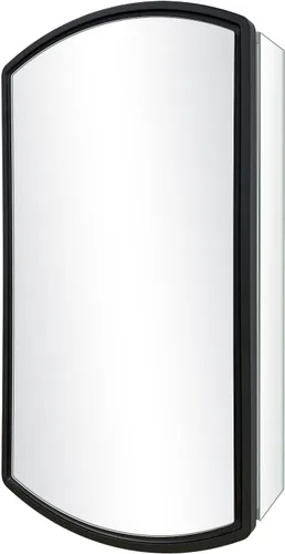 Arqueado 16 pulgadas de ancho x 26 pulgadas de alto gabinete de aluminio de una sola puerta para baño con espejo, empotrado o montaje en superficie,