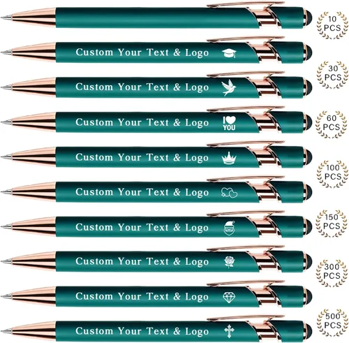 Miniatura 10 de Bolígrafos personalizados a granel, bolígrafos personalizados con nombre/logotipo en ambos lados, regalo de tinta negra, bolígrafo grabado con lápiz