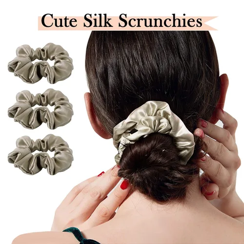 Miniatura 6 de Lazos para el cabello de seda de morera, prevención del encrespamiento y sin daños, accesorios para dormir y noche para mujeres (albaricoque)