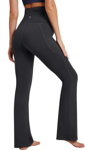 Miniatura 2 de IUGA Pantalones de maternidad con forro polar con bolsillos, pantalones de yoga de maternidad, pantalones de embarazo acampanados con corte de bota