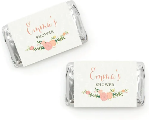 Andaz Press Colección de rosas florales para baby shower, etiquetas de minis de chocolate personalizadas, se adapta a recuerdos de fiesta en