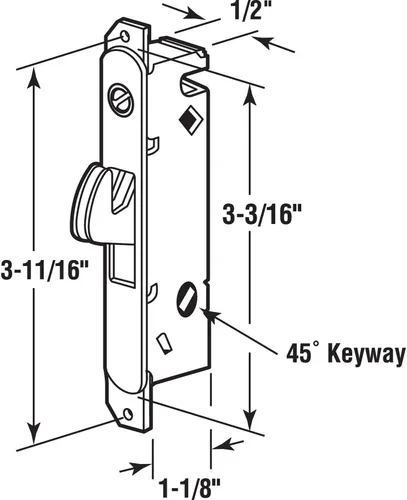 Miniatura 6 de PRIME-LINE C 1225 - Juego de manijas de puerta corrediza de patio y cerradura de embutir E 2014 – Proyección de pestillo de gancho ajustable