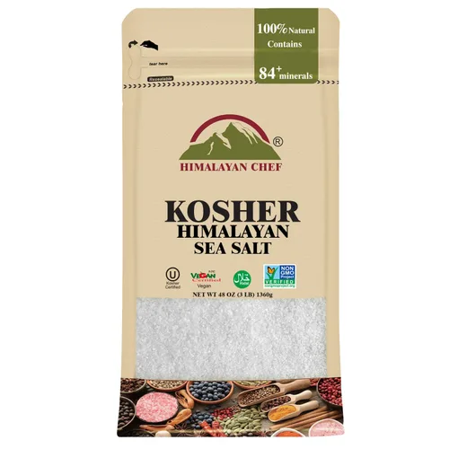 Miniatura 12 de Himalayan Chef Sal marina, granos gruesos, bolsa resellable de 48 onzas – Sal totalmente natural y cosechada a mano sin refinar, sin gluten, sal
