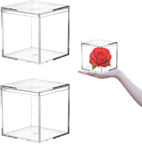 Miniatura 18 de KissYou Caja de Acrílico Transparente Caja de Exhibición con Tapa Cubo Cuadrado de Plástico Contenedores Transparentes Caja de Almacenamiento