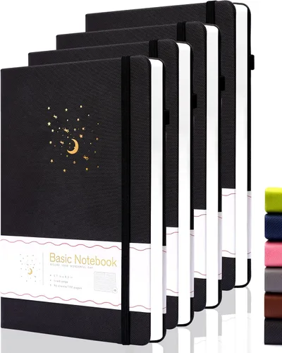 Miniatura 21 de CAGIE Cuaderno rayado para trabajo, cuaderno de tapa dura para escribir, mujeres y hombres, diario para tomar notas con lazo para bolígrafo