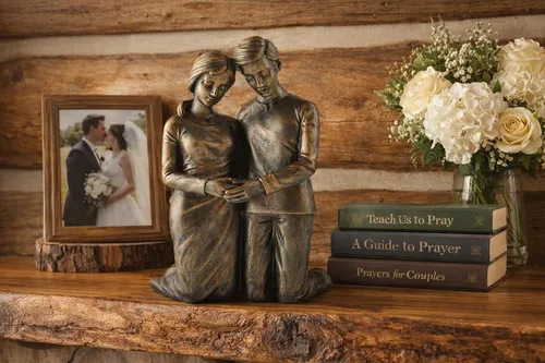 Miniatura 3 de Figura arrodillada de marido y esposa rezando, estatua de resina de 6.25 pulgadas, regalo religioso para parejas, decoración cristiana del hogar