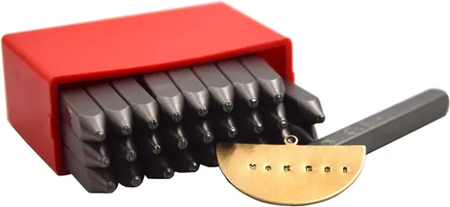 Miniatura 5 de Juego de 27 sellos de acero resistente con letras mayúsculas de 3/64" 1mm, kit de punzones de alfabeto para estampado a mano de caracteres, código