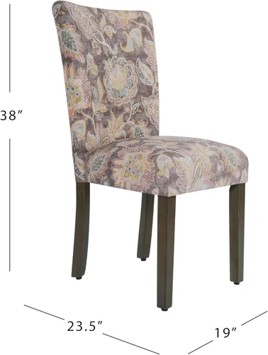 Miniatura 175 de Homepop Silla de comedor con detalles festoneados, sillas de comedor Parsons tapizadas, muebles decorativos para el hogar, tejido gris claro