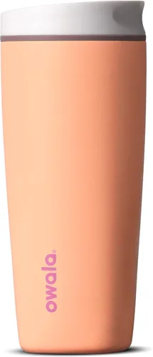 Miniatura 15 de Owala SmoothSip Slider - Vaso de café aislado de acero inoxidable, reutilizable, taza de café helado, taza de viaje para café caliente, sin BPA, 12