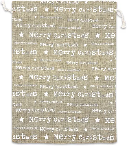 Miniatura 34 de 48 paquetes de 3x4 bolsas de regalo reutilizables de yute y arpillera con cordones (Feliz Navidad, X-Pequeño) - para regalos, favores de fiesta