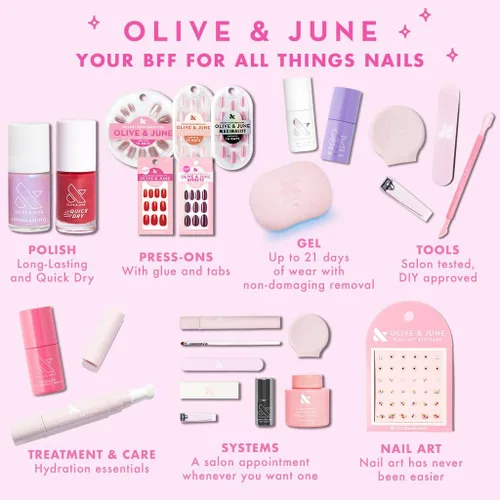 Miniatura 9 de Olive & June - Esmalte de uñas de larga duración, acabado voluminoso similar al gel, no necesita lámpara, dura hasta 10 días, sin 15 ingredientes Aw.
