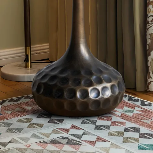 Miniatura 8 de Mesa auxiliar, mesa de centro moderna, mesa decorativa de hierro con pedestal de metal para sala de estar, dormitorio, balcón, oficina