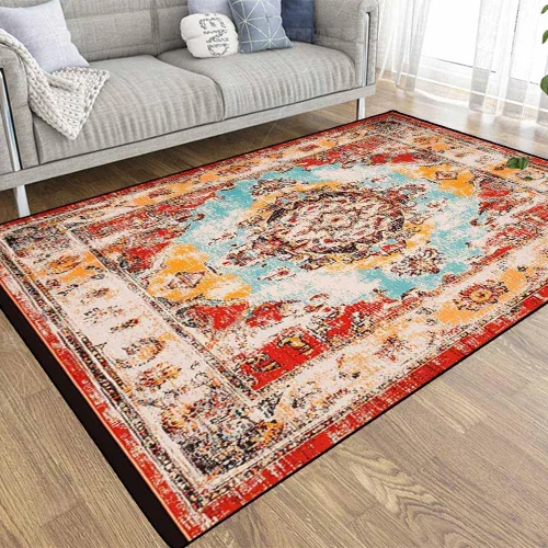 Miniatura 28 de TOMWISH - Alfombra abstracta pintada a mano en blanco y negro con pintura dorada, sala de estar, dormitorio, decoración de suelo, alfombra