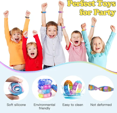 Miniatura 6 de 40 pulseras de juguetes para ansiedad, recuerdos de fiesta de Navidad, pulseras de burbujas, juguetes sensoriales para aliviar el estrés
