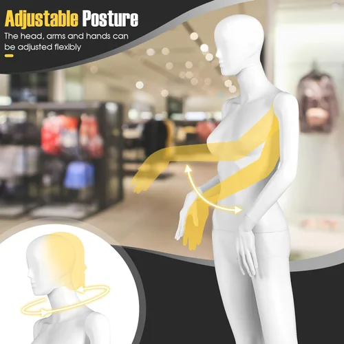 Miniatura 4 de Giantex Maniquí femenino de cuerpo completo de 70 pulgadas, forma de vestido de tamaño real con cabeza giratoria de 360°, diseño desmontable