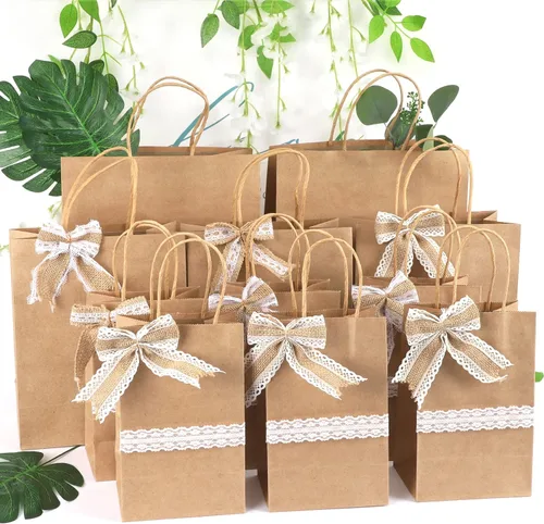 Miniatura 5 de TOMNK 120 bolsas de papel marrón con asas de varios tamaños, varios tamaños, bolsas de regalo de papel kraft a granel para negocios, compras, venta
