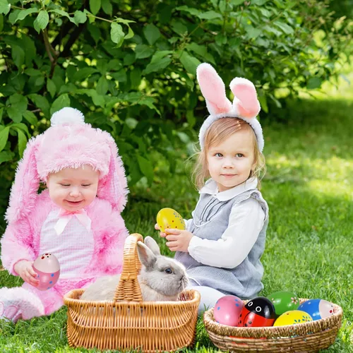 Miniatura 5 de Hayder Huevos de Pascua de madera, juguetes Maracas para niños, agitadores de mano musicales de percusión para recuerdos de fiesta, suministros