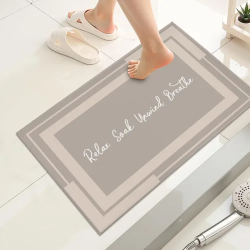 Giwawa Alfombra de baño color beige, antideslizante, lavable, absorbe el agua, de secado rápido, para relajarse, relajarse, respirar, para baño,