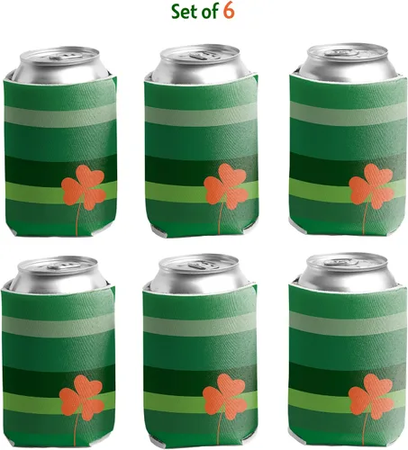 Miniatura 3 de VictoryStore Enfriadores de latas y bebidas, enfriadores de latas del día de San Patricio, enfriadores de latas irlandeses, trébol naranja, juego
