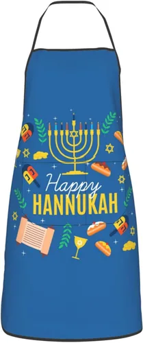 Wishing Happy Hanukkah Delantales de cocina para chef, impermeable, ajustable, divertido delantal para barbacoa con bolsillos para hombres y mujeres