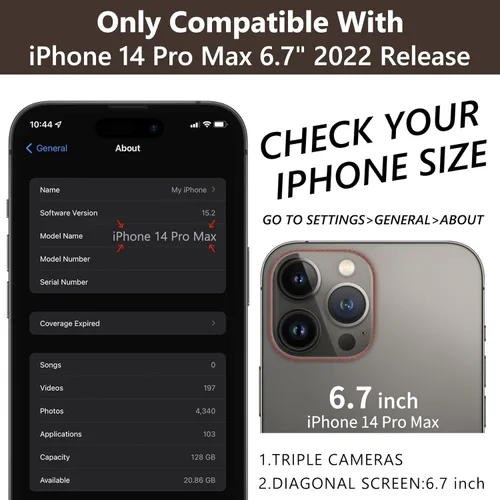 Miniatura 9 de Funda para iPhone 14 Pro Max de 6.7'', Funda Cartera Cruzada Desmontable con Ranuras para Tarjetas con Bloqueo RFID, Soporte de Anillo de 360°