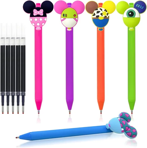 HL Hope&Luck 5 bolígrafos con orejas de ratón de dibujos animados | Bolígrafo para adultos y niños | Bolígrafos retráctiles de múltiples colores con