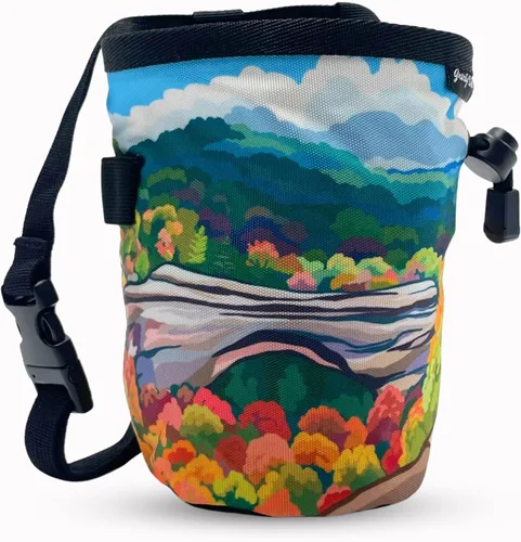 Miniatura 15 de Bolsa de tiza para escalada en roca, para exteriores, gimnasio y bouldering, cinturón ajustable, cierre de cordón duradero y bolsillo con cremallera
