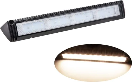 Raycharm Lámpara LED para toldo exterior de RV de 18", 40° de ángulo hacia abajo, luz blanca cálida de 3000 K, 12V/24V CC, alto rendimiento de