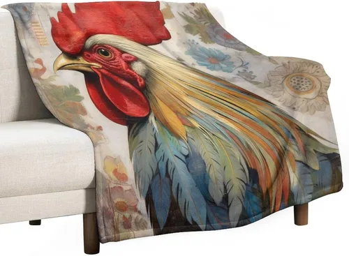 Miniatura 40 de Manta de gallos orgánica de forro polar de pollo de 30 x 40 pulgadas, manta de franela para sofá, cama para adultos, niños, adolescentes, regalo