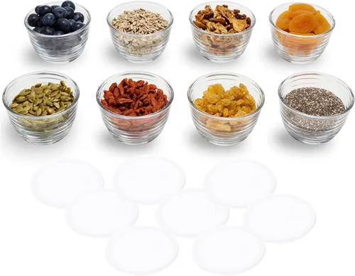 Miniatura 10 de Libbey Baker's Basics Juego de 8 Piezas de Platos de Vidrio para Hornear Cupcake Party con Tapas, Cuencos Redondos Pequeños de Vidrio, Cuencos